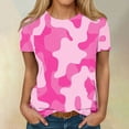 thumbnail image 2 of Qcmgmg Summer Tops for Women 2024 Crew Neck Camo Short Sleeve 2024 Shirts Casual T Shirts Tees Tunic Tops, 2 of 5
