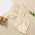 thumbnail image 2 of XZNPDUCQ 2Pcs Toddler Girls Summer Outfits Set – Flower Short Sleeve T-Shirt and Shorts for Gift Summer Outfits Girls' Clothing Set T-shirt Short Sets 6-12 Months Beige, 2 of 7