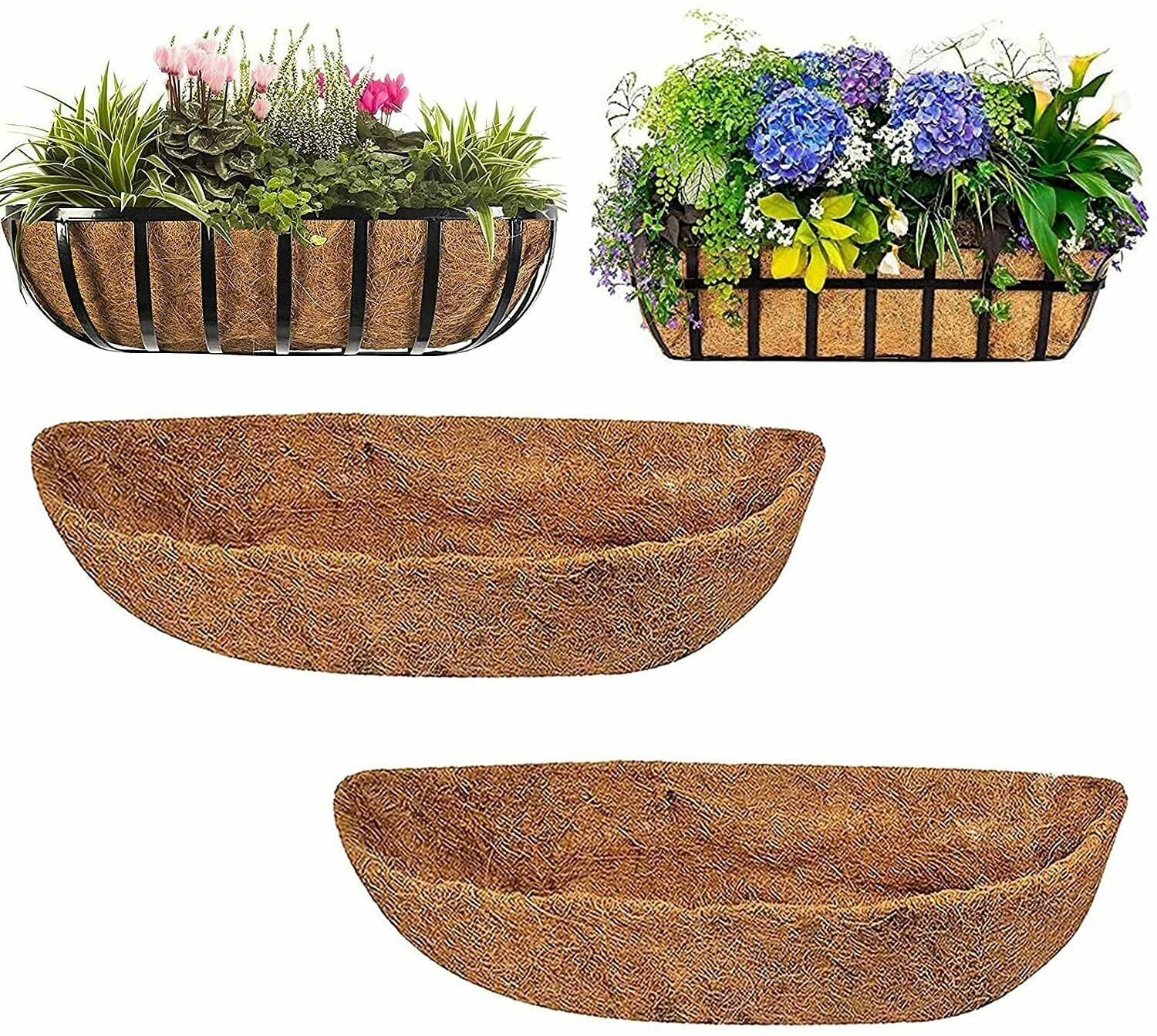 2Pcs 48 Pre-Formed Replacement Coco Liner with Soil Moist for Window Basket 