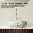 thumbnail image 5 of 18" Artistic Stone Pattern Vessel Bathroom Sink - Irregular Oval Resin Basin，Ivory, 5 of 6