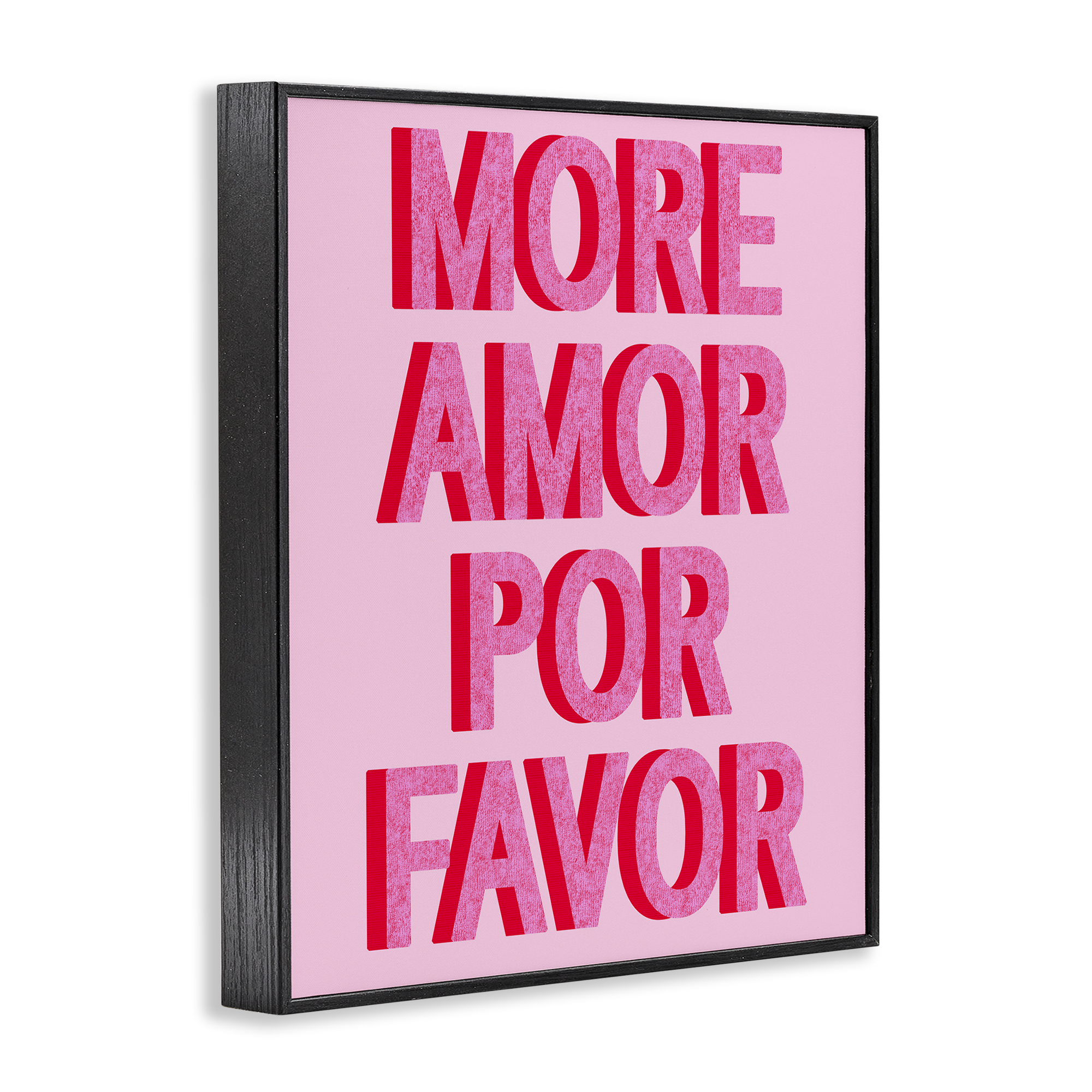 Stupell Industries Pink More Amor Typography Painting Black Framed Art Print Wall Art, 24 x 30
