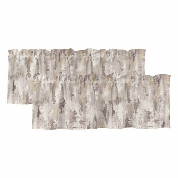 Abstract Brown Valances for Windows, Decorative Rod Pocket Window Valance Curtains, Retro Country Rustic Street Oil Paint Art Short Curtain Drapes for Kitchen/Living Room, 2 Panels, 42" W x 12" L