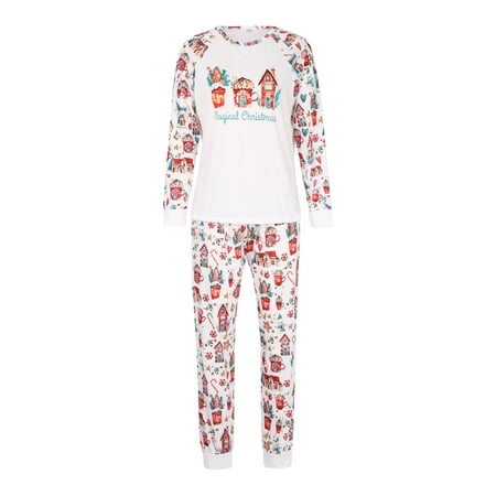 

Pybcvrrd Christmas Matching Family Pajamas Set Xmas Pjs with Letters Print Shirt Homewear Sleepwear