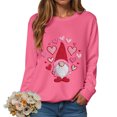 thumbnail image 6 of vigerkar Valentines Sweatshirt Women Gnomes Shirts Love Heart Sweater Crewneck Long Sleeve Pullover Tops (Hot Pink, XXL), 6 of 9