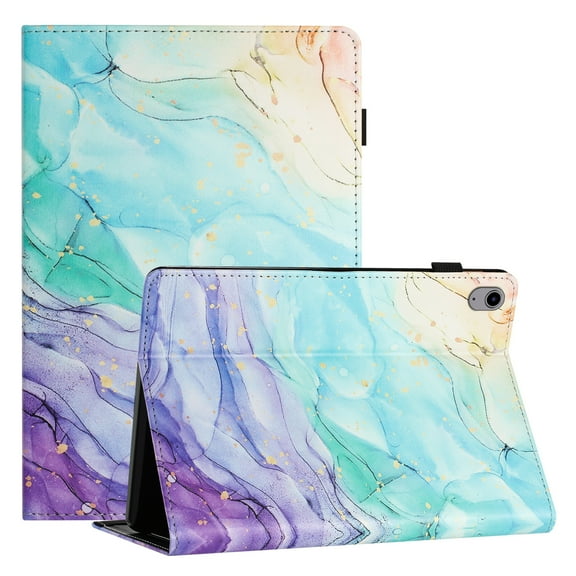 TECH CIRCLE Wallet Case For iPad 10th Generation 10.9" 2022,PU Leather Folio Smart Stand Case with Pencil Holder Auto Wake Sleep Hand Strap Magnectic Cover,Marble