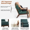 thumbnail image 4 of Newest 30" Mid-Century Modern Armchair,Green Fabric with Lumbar Pillow & Solid Wood Armrests for Living Room & Office, 4 of 12