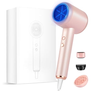 2025 Professional Ionic Hair Dryer - Powerful Low-Noise Blow Dryer with 3 Attachments for All Hair Types(Pink)