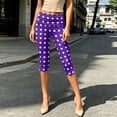 thumbnail image 5 of BRELIL Women's High Waisted Capri Pants Stretch Polka Dot Slim Fit Casual Leggings Streetwear Summer Vacation Outfits, Purple L, 5 of 7