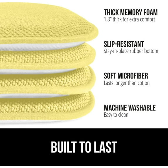 ZXNYH Memory Foam Chair Cushions, Comfortable Pads for Dining Room, Kitchen Table, Office Chairs, Stay in Place Backing, Comfortable Microfiber Seat Pad Cushion, Set of 6, 16x16 Light Blue