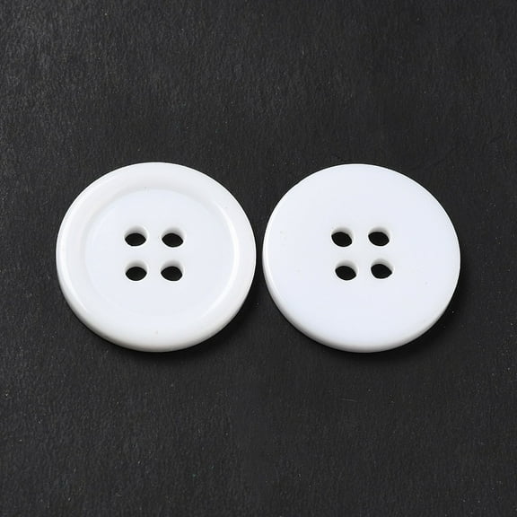 Resin Buttons Dyed Flat Round White 20x3mm Hole: 2mm 195pcs/bag
