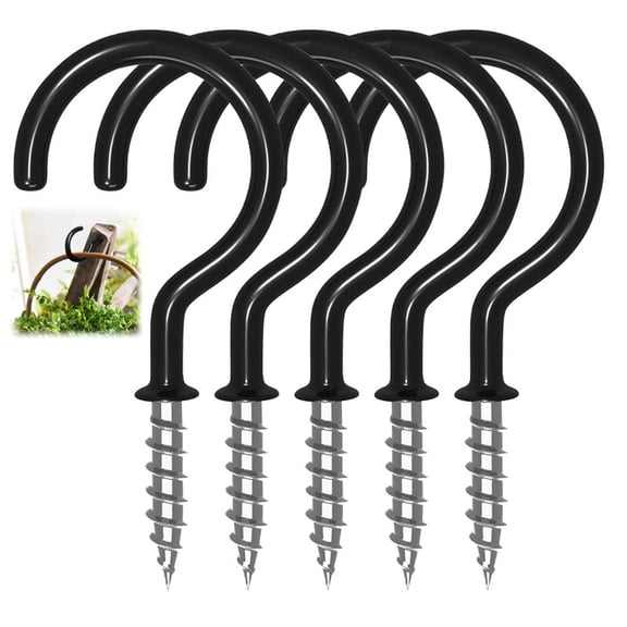 Cup Hook Ceiling Hooks, 5pc 2 Inches, Vinyl Coated Screw-in Hanger, Multi-Function Wall Hooks Kitchen Hooks Cup Hooks for Indoors Outdoors