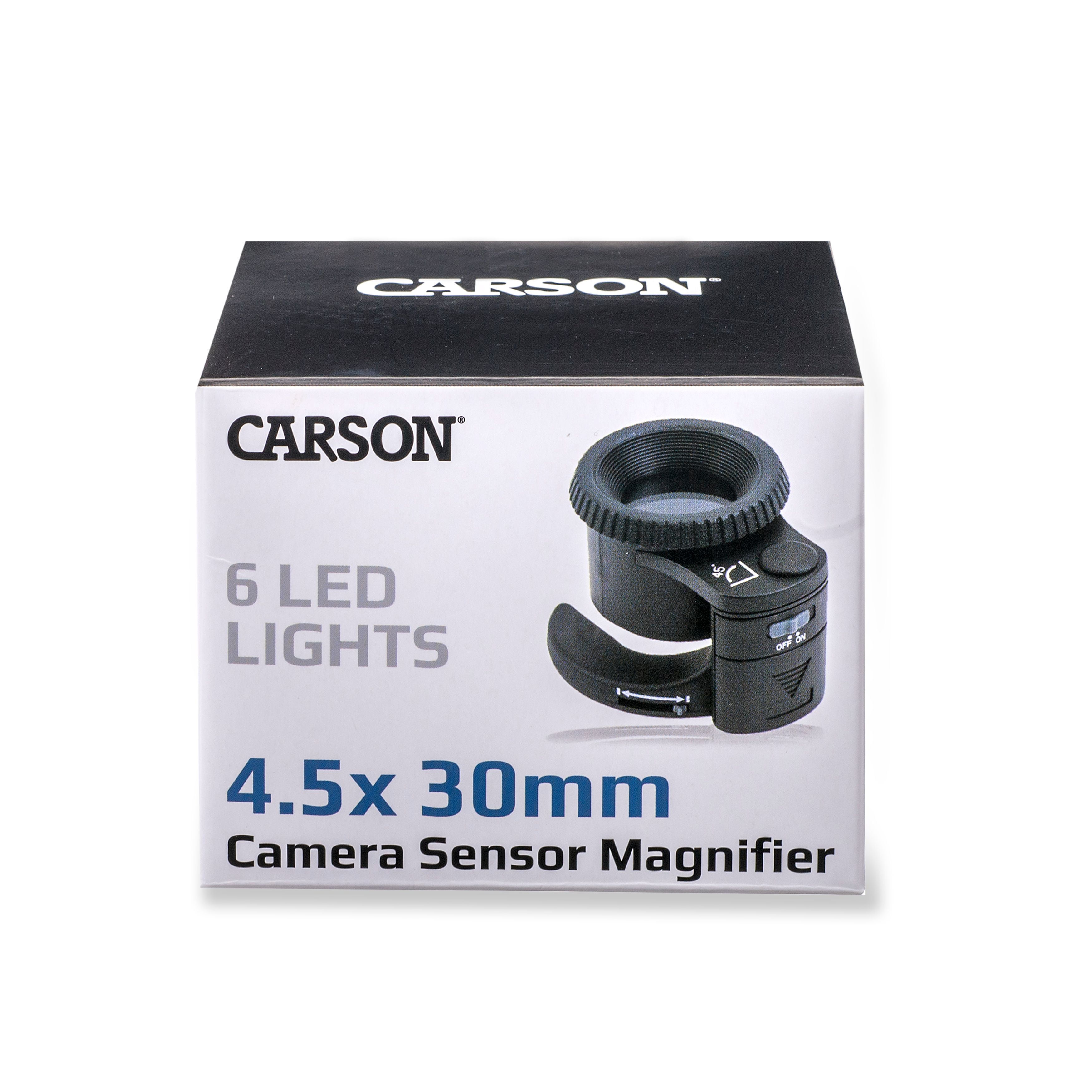 Carson SensorMag™ 4.5x30mm Camera Sensor Magnifier Cleaning Loupe, Magnifying Glass with Light for DSLR Cameras (SM-44)