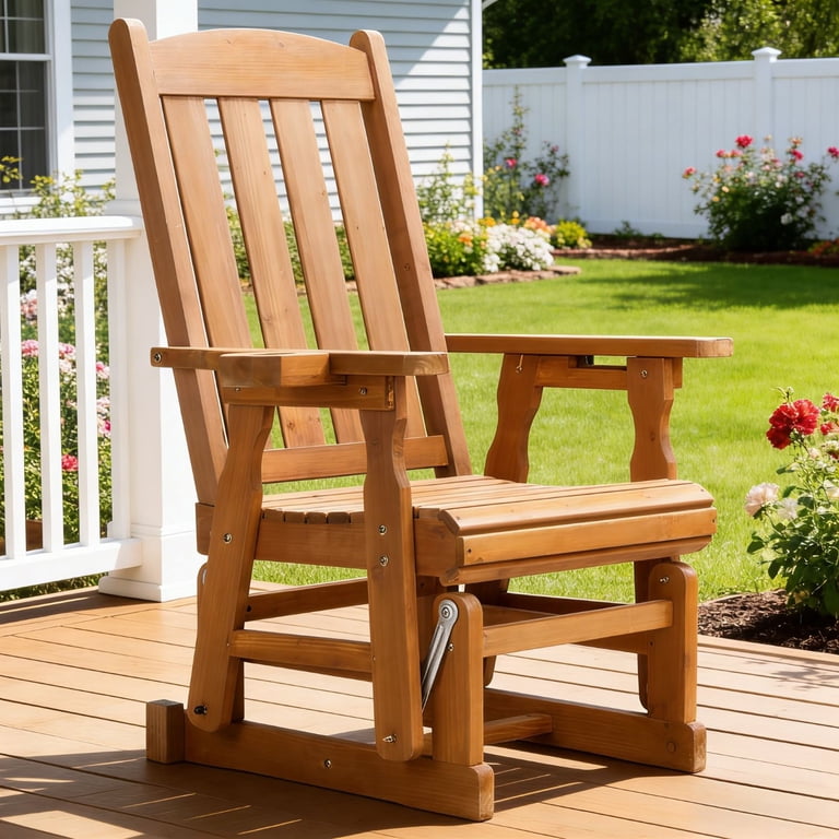 Zimtown Outdoor Swing Glider Chair,1-Person Patio Wooden Glider