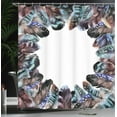 thumbnail image 2 of Ambesonne Feather House Boho Circle Round Frame with Shabby Ornate Feathers Retro Gypsy Art Decor Shower Curtain Set, 2 of 4