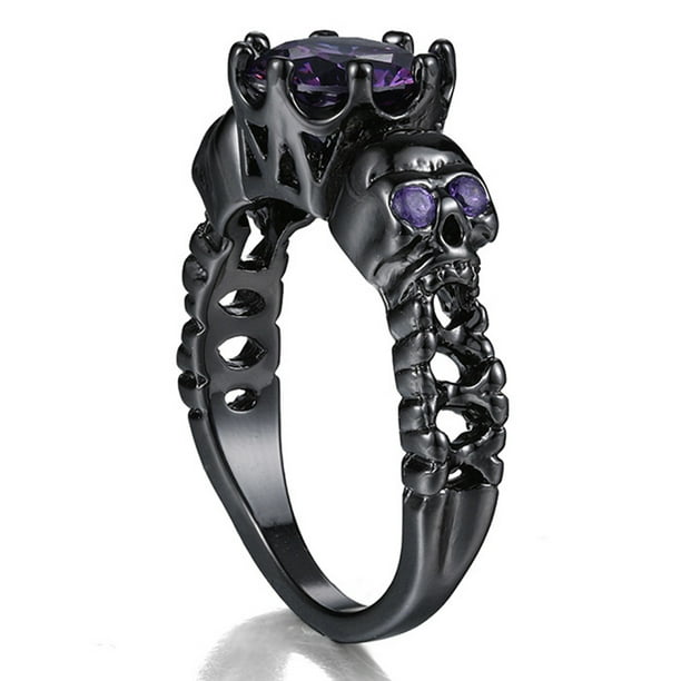 Anillo de calavera para mujer anillo de calavera para mujer anillo negro de calavera para Halloween anillo de calavera negro disenado a medida