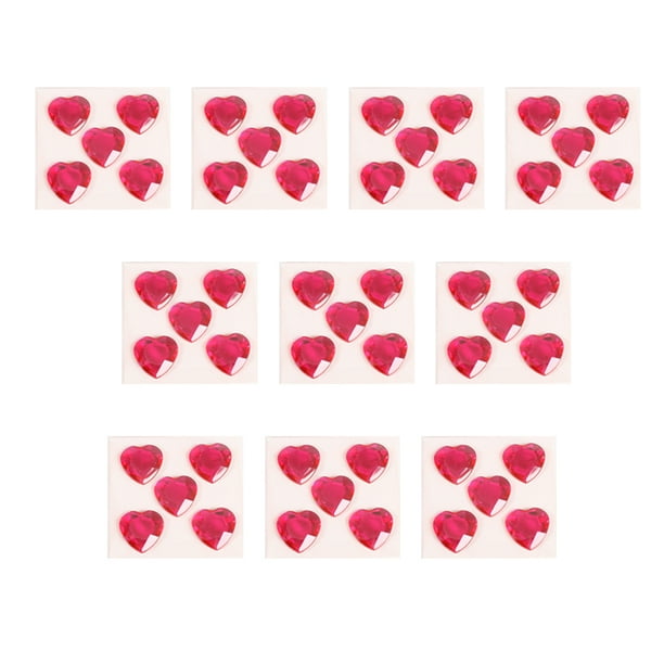 Wosthever Pegatinas de diamantes de imitación de corazón, gemas de cristal acrílico, adornos ornamentales, de mano para álbum de Artesanía Rosa roja