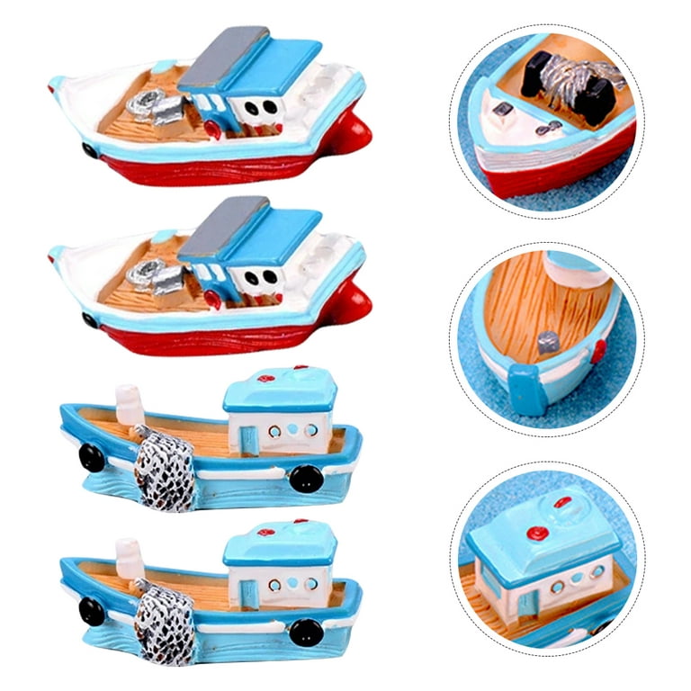 24 Pcs Mediterranean Fishing Boat Water Table Toys Decoration Model Resin  Crafts Doll House Ornament Child Office 