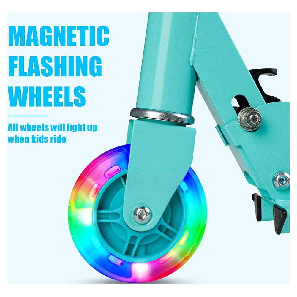 Mighty Rock Scooters for Kids Kick Scooters Adjustable Height Handlebars Foldable with Light-up Wheels for Boys and Girls 3,4 Years and up