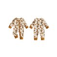 thumbnail image 2 of ﻿ Cjfdfy Newborn Baby Girls Boy Western Fall Jumpsuit Boots Bow Hat Print Zipped Long Sleeve Romper Newborn Going Home Outfit Infant Cute Country Farm Clothes 0-18M, 2 of 9
