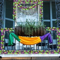 Mardi Gras Party Decoration Garland, 6.6 Ft Carnival Purple Green and Gold Garland Hanging Decor, Glitter Carnival Party Ornaments for Indoor and Outdoor Festive Staircase Railing Mantle New Year