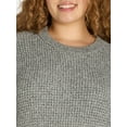 thumbnail image 5 of Time and Tru Women's and Women's Plus Waffle Stitch Sweater, Midweight, Sizes XS-4X, 5 of 5