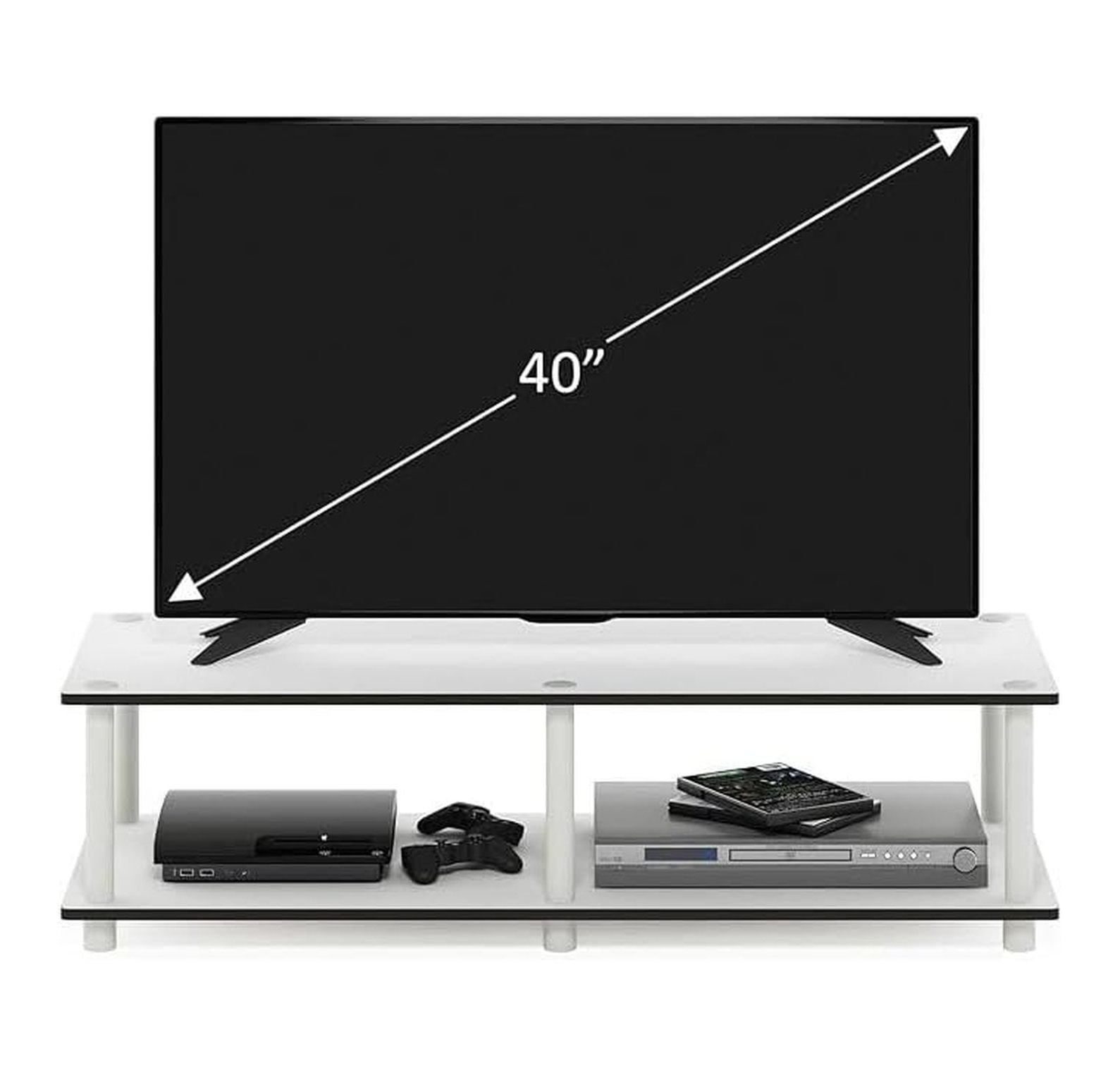 60 Inch TV Stand No Tools Assembly, White Entertainment Center for 42-65in TVs