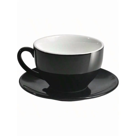 Porcelain Coffee Cup With Saucer 220ml/7.3oz For Cappuccino, Latte, And Tea, Yellow