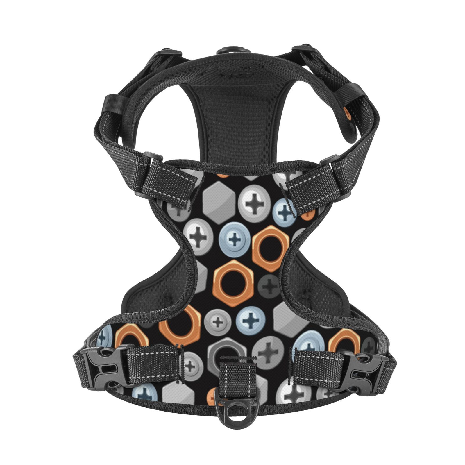 Kdxio Colorful Screws Print No Pull Dog Harness Adjustable Reflective Oxford Easy Control Medium Large Dog Harness for Training and Everyday-Small