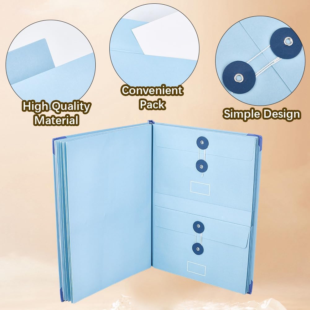 File Folio Organizer Accordion Document Folders in Case I Go Missing Organizer Light Sky Blue Paper File Storage Bags with Stickers Labels for Home Office School Important Papers Binder