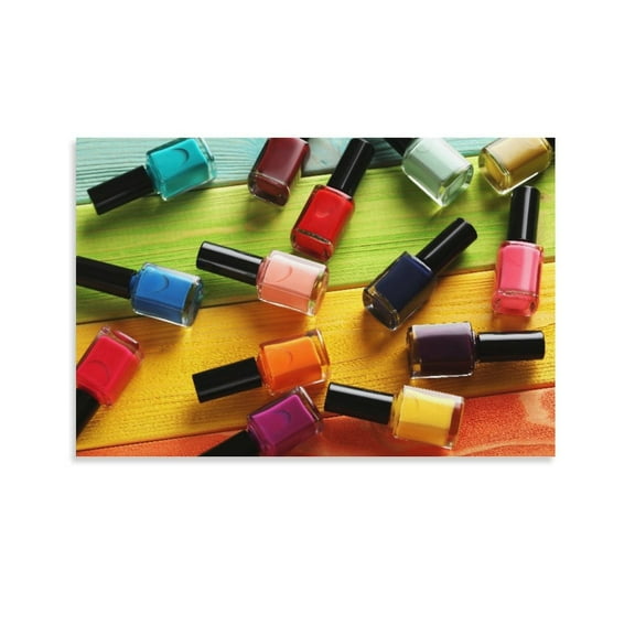 Colorful Nail Polish Bottles Poster Decorative Painting Canvas Wall Art Living Room Posters Bedroom Painting,Unframe-style,08x12inch(20x30cm)
