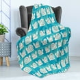 thumbnail image 4 of Snail Soft Flannel Fleece Blanket, Cartoon Silhouette Snail Pattern on Background with Floral Leaves Print, Cozy Plush for Indoor and Outdoor Use, 50" x 70", White Blue and Turquoise, by Ambesonne, 4 of 5