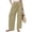 Khaki, variant on Ynynloco Women's 100%Cotton Hiking Pants Lightweight Cargo Pants Waist Stretch Wide Leg Pants with Pockets Golf Travel Work Camping