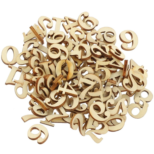WORGEOUS 100pcs 15mm DIY Doodle Juguete educativo Pequeño Adorno de Scrapbooking de la rebanada de madera natural DIY Craft Decor (Número patrón)