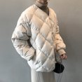 thumbnail image 5 of Chaqueta de algodón para mujer Chaqueta corta de algodón con rejilla de rombos Chaqueta de algodón versátil para mujer, 5 of 5