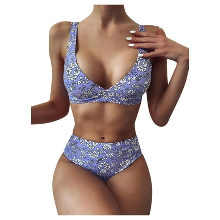 

VKEKIEO Two-Piece Sets Swimsuit Sport Bra Style Lace Multicolor S