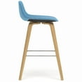 thumbnail image 5 of Simpli Home Randolph Mid Century Modern 28 inch Bentwood Counter/ Bar Height Stool (Set of 2) in Medium Blue Polyester linen, 5 of 11