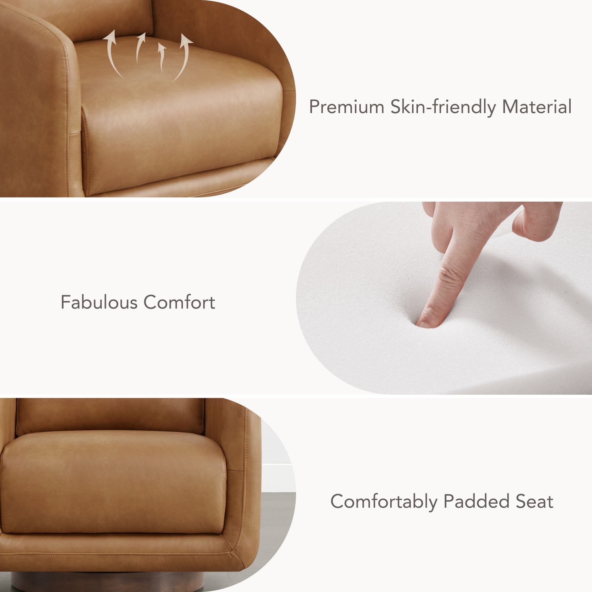 Spruce & Spring Upholstered Swivel Accent Chair with Back Cushion Single, Brown