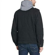 Levi's Men's Washed Cotton Military Jacket with Removable Hood (Standard and Big & Tall), Black, Medium