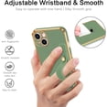 thumbnail image 3 of iPhone 13 Case, Phone Case iPhone 13, Slim Fit Soft TPU with Adjustable Wristband Kickstand Scratch Resistant Shockproof Protective Phone Cover for Apple iPhone 13 6.1 Inch 2021, Green Golden, 3 of 18