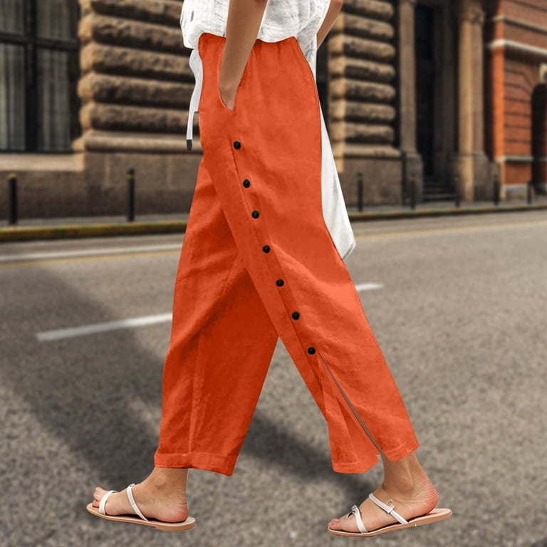 orange dress pants womens Women's Pants Wide Leg Baggy Orange Pants Casual Outfits Comfortable Pants  Dress Pants for Women
