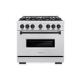 thumbnail image 2 of ZLINE Autograph Edition 36 in. 5.2 cu. ft. Classic Gas Range with 6 Burner Cooktop and Convection Gas Oven in DuraSnow Stainless Steel and Matte Black Accents (CGRSZ-36-MB), 2 of 2