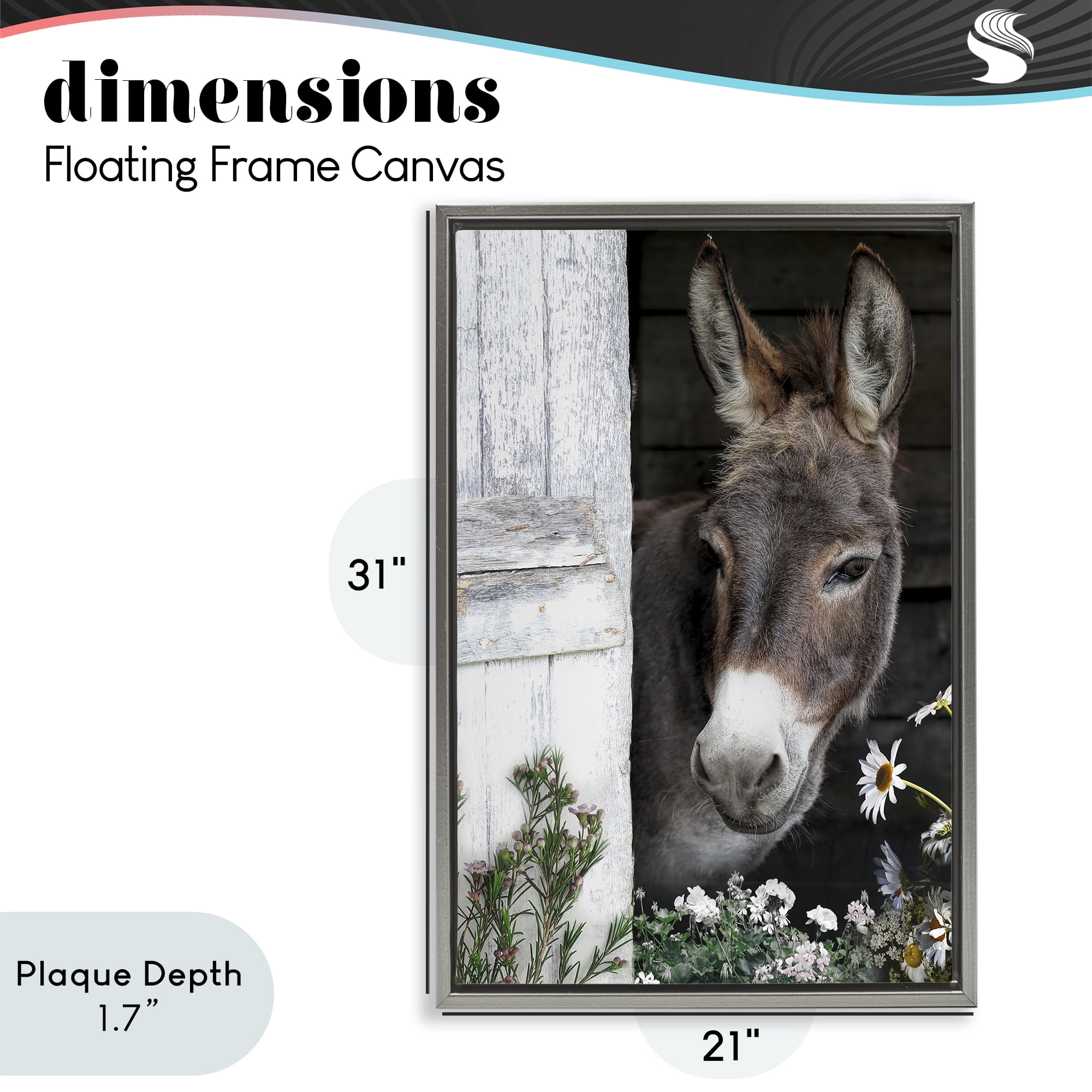 Stupell Industries Gentle Donkey Peering from Barn Gray Framed Floater Canvas Wall Art, design by CAD Designs