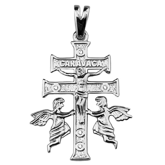 La Cruz De Caravaca Plata Double Cross Pendant Real Solid 925 Sterling Silver 1.25" inch