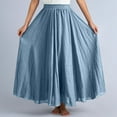 thumbnail image 4 of Landzoo One Women's Stretchy Waist Flowy Midi Skirt For Daily Wear Vacation Dance Comfortable Elastic High Waist Long Skirt Basic Solid Color Casual Boho Skirt Beautiful Stylish Women's Dress, 4 of 7