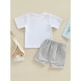 thumbnail image 4 of Bagilaanoe 2pcs Toddler Baby Boy Short Pants Set Short Sleeve Letter Print T Shirt Tops + Shorts 6M 12M 18M 24M 3T Kids Casual Summer Outfits, 4 of 8
