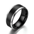 thumbnail image 3 of 8MM Gold Black Blue Silver Band Men Stainless Steel Black Brushed Ring Size 6-12, 3 of 7