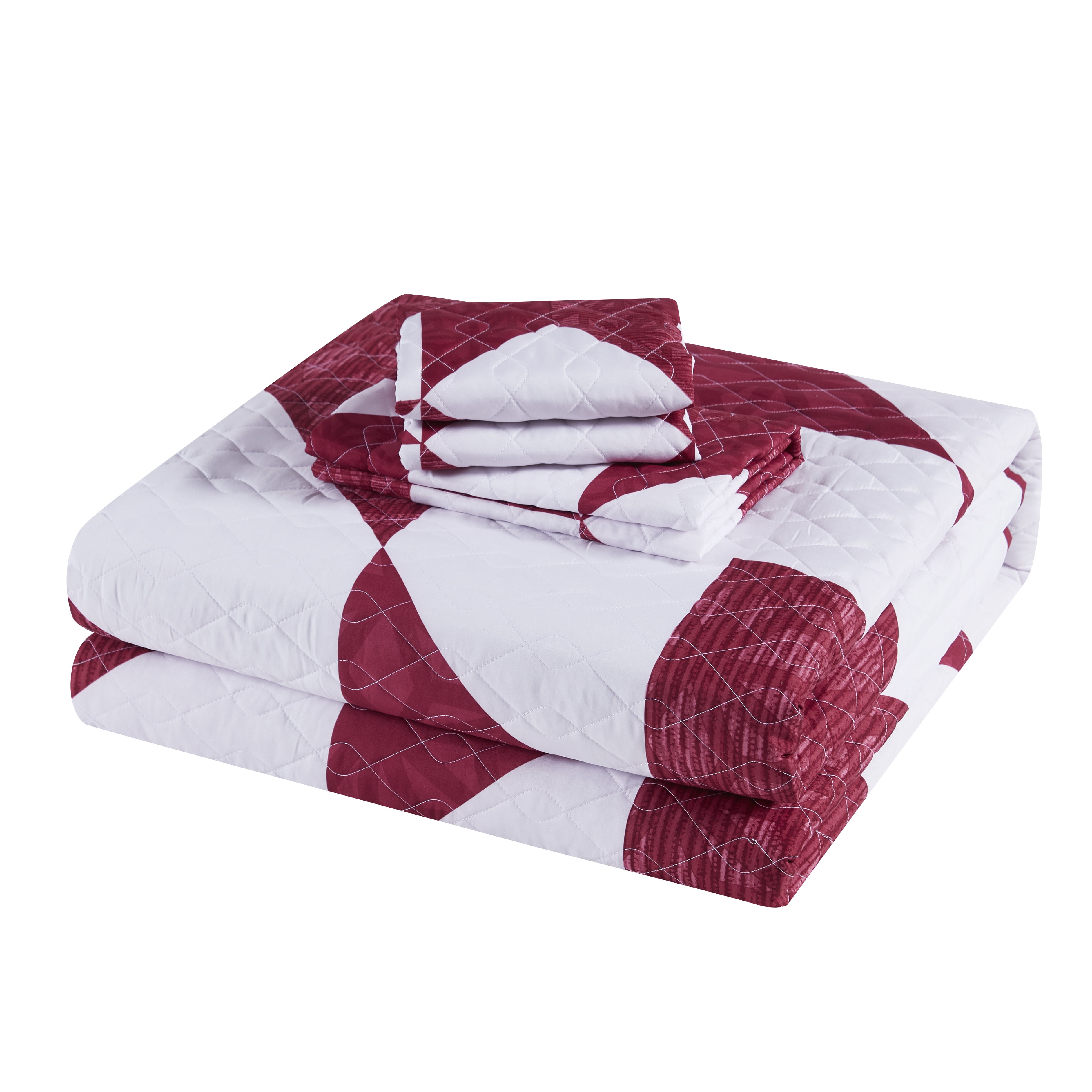 Mainstays Red Brick Star Microfiber Reversible Full/Queen Quilt Lightweight