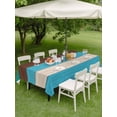 thumbnail image 4 of Outdoor Tablecloth with Umbrella Hole for Patio/Picnic/Party/Camping, Teal Blue Brown Waterproof Table Cloth Rectangle Table Cover Washable, Retro Farmhouse Gradient Wood (52"x 70"), 4 of 8