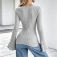 thumbnail image 6 of yillto Womens Sweater Wrap V Neck Flare Long Sleeve Knitted Ribbed Blouses Fashion Slim Sweaters, 6 of 6