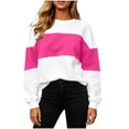 thumbnail image 3 of Womens Loose Sweatshirt Zaewscy Women's Printed Fashionable Loose Casual Round Neck Long Sleeved Hooded Top Hot Pink S, 3 of 9